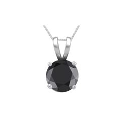 14K White Gold 0.52 ct Black Diamond Solitaire Necklace - REF-42W2Z