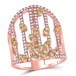 Round Yellow Diamond Fashion Cocktail Ring 1-1/2 Cttw 14kt Rose Gold