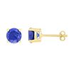 Image 1 : Round Lab-Created Blue Sapphire Stud Earrings 2.00 Cttw 10kt Yellow Gold