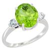 Image 1 : 2.98 CTW Peridot & Diamond Ring 14K White Gold - REF-72V2R