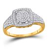 Image 1 : Diamond Square Cluster Milgrain Ring 1/3 Cttw 10kt Yellow Gold