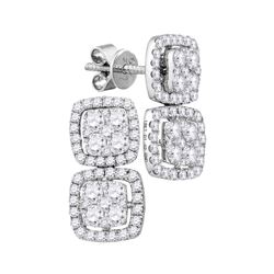 Diamond Convertible Square Dangle Jacket Earrings 1-3/8 Cttw 18kt White Gold