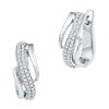 Image 1 : Diamond Diagonal Double Row Hoop Earrings 1/4 Cttw 10kt White Gold