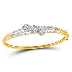 Diamond Triple Cluster Bangle Bracelet 1-1/4 Cttw 14kt Yellow Gold