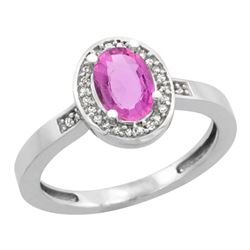 1.15 CTW Pink Sapphire & Diamond Ring 14K White Gold - REF-53X4M