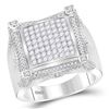 Image 1 : Mens Diamond Symmetrical Square Cluster Ring 1-7/8 Cttw 10kt White Gold