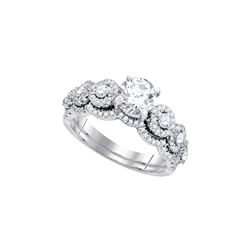 Diamond Bridal Wedding Engagement Ring Band Set 1-5/8 Cttw 14kt White Gold