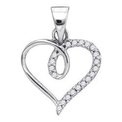 Diamond Heart Pendant 1/10 Cttw 10kt White Gold