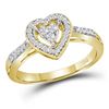 Image 1 : Diamond Heart Cluster Ring 1/5 Cttw 10kt Yellow Gold