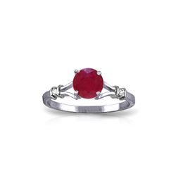 Genuine 1.02 ctw Ruby & Diamond Ring 14KT White Gold - REF-30R9P