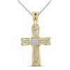 Image 1 : Mens Diamond Cross Religious Charm Pendant 1/10 Cttw 10kt Yellow Gold