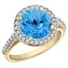 Image 1 : 2.44 CTW Swiss Blue Topaz & Diamond Ring 10K Yellow Gold - REF-57N3Y