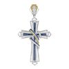 Image 1 : Mens Round Blue & Yellow Color Enhanced Diamond Bound Flared Cross Charm Pendant 1-5/8 Cttw 10kt Whi