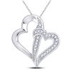 Image 1 : Diamond Double Linked Heart Pendant 1/20 Cttw 10kt White Gold