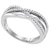 Image 1 : Diamond Triple Strand Crossover Band Ring 1/6 Cttw 10kt White Gold