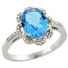 Image 1 : 1.94 CTW Swiss Blue Topaz & Diamond Ring 14K White Gold - REF-45A8X