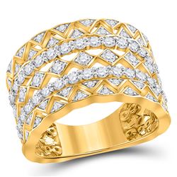 Diamond Modern Zigzag Band Ring 1-1/5 Cttw 14kt Yellow Gold