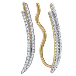 Diamond Double Two Row Climber Earrings 1/4 Cttw 10kt Yellow Gold