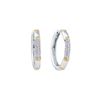 Image 1 : Diamond Two-tone Cluster Hoop Earrings 1/6 Cttw 14kt White Gold