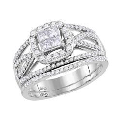 Diamond Bridal Wedding Engagement Ring Band Set 1.00 Cttw 14kt White Gold