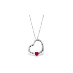 Genuine 0.25 ctw Ruby Necklace 14KT White Gold - REF-30A5K