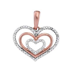 Diamond Triple Nested Heart Pendant 1/10 Cttw 10kt Rose Gold