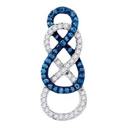 Round Blue Color Enhanced Diamond Linked Infinity Pendant 1/4 Cttw 10kt Yellow Gold