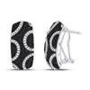 Image 1 : Round Black Color Enhanced Diamond Stripe Cluster French-clip Earrings 3/4 Cttw 10kt White Gold