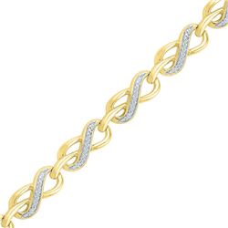 Diamond Infinity Link Fashion Bracelet 1/5 Cttw 10kt Yellow Gold