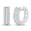 Image 1 : Round Baguette Diamond Hoop Earrings 1/2 Cttw 10kt White Gold