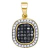Image 1 : Round Black Color Enhanced Diamond Square Cluster Pendant 1/4 Cttw 10kt Yellow Gold