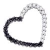 Image 1 : Round Black Pave-set Color Enhanced Diamond Heart Outline Pendant 1/4 Cttw 10kt White Gold