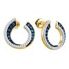 Image 1 : Round Blue Color Enhanced Diamond Cluster Earrings 3/4 Cttw 10kt Yellow Gold