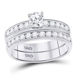 Diamond Bridal Wedding Engagement Ring Band Set 1.00 Cttw 14kt White Gold