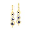 Image 1 : Round Lab-Created Blue Sapphire Cascade Dangle Earrings 1/2 Cttw 10kt Yellow Gold