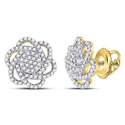 Diamond Pinwheel Cluster Earrings 3/8 Cttw 10kt Yellow Gold