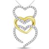 Diamond Triple Vertical Heart Pendant 1/6 Cttw 10kt Two-tone Gold