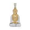 Mens Diamond Gautama Buddha Charm Pendant 1/2 Cttw 10kt Yellow Gold