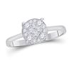 Diamond Cluster Bridal Wedding Engagement Ring 1/2 Cttw 14kt White Gold