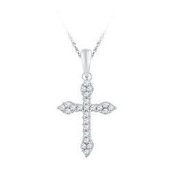 Diamond Cross Crucifix Faith Pendant 1/4 Cttw 10kt White Gold