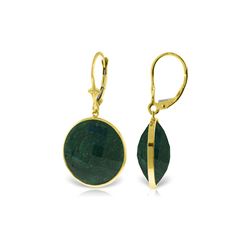 Genuine 46 ctw Green Sapphire Corundum Earrings 14KT Yellow Gold - REF-62X3M