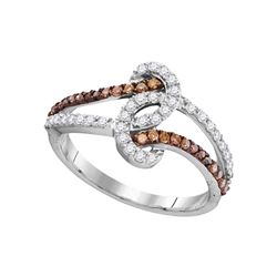 Round Brown Diamond Strand Band Ring 1/2 Cttw 10kt White Gold