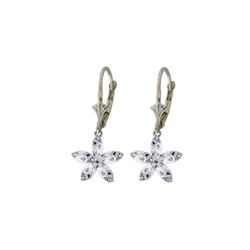 Genuine 2.8 ctw White Topaz Earrings 14KT White Gold - REF-46W7Y