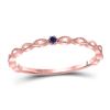 Image 1 : Round Blue Sapphire Milgrain Stackable Band Ring .01 Cttw 10kt Rose Gold