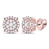 Image 1 : Diamond Halo Cluster Earrings 3/8 Cttw 14kt Rose Gold