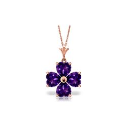 Genuine 3.8 ctw Amethyst Necklace 14KT Rose Gold - REF-42Y2F