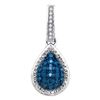 Image 1 : Round Blue Color Enhanced Diamond Teardrop Pendant 1/5 Cttw 10kt White Gold