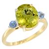 Image 1 : 2.64 CTW Lemon Quartz & Blue Sapphire Ring 10K Yellow Gold - REF-23K7W