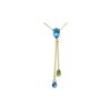 Image 1 : Genuine 3.75 ctw Blue Topaz & Peridot Necklace 14KT Yellow Gold - REF-23N5R