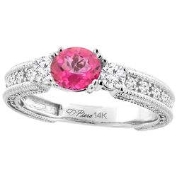 1.55 CTW Pink Topaz & Diamond Ring 14K White Gold - REF-85X5M